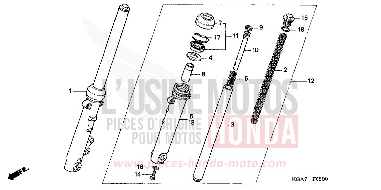GABEL, VORNE von CG125 TITAN ES FORCE SILVER METALLIC (NH411) von 2004